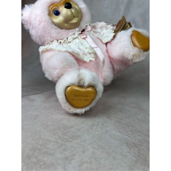 Vintage Robert Raikes Original Cameo Pink Plush Wood Bear Lace 1994 Applause - Picture 4 of 10